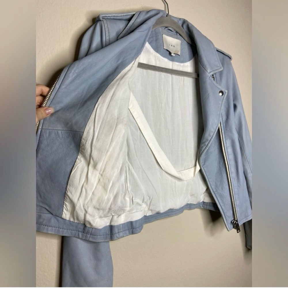 IRO Ashville Leather Lambskin Powder Blue Jacket 
Size: 34 | XS - Picture 8 of 12